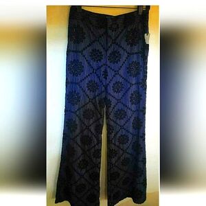 Anthropologie Navy Eyelet pinstripe wide leg pants